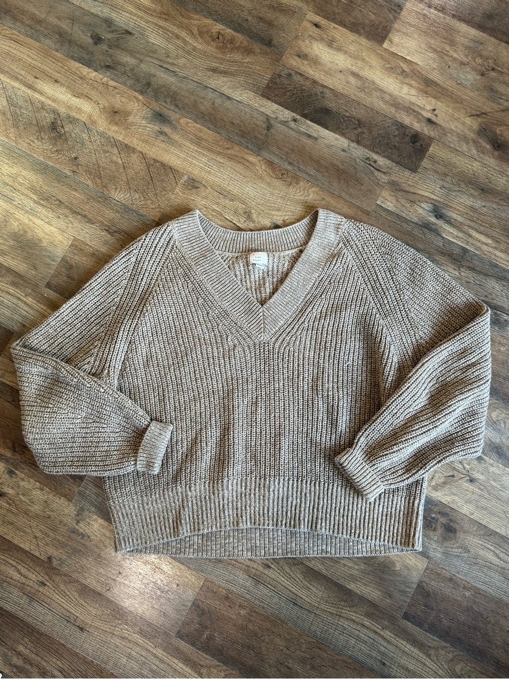A new day V-Neck Chunky Knit Sweater - Beige/Cream